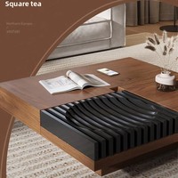 Table basse en bois massif de noyer noir d'Amérique du Nord pour petit appartement, design moderne et simple, rangement pour salon