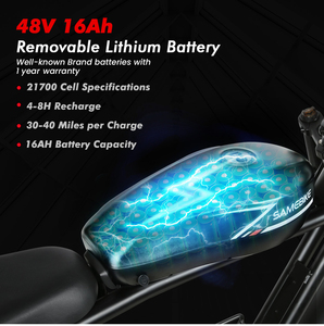 OEM 16Ah Battery Long Range fat tire <b>Ebike</b> SAMEBIKE 20" Aluminum Alloy all terrain electric mountain bike - Product Image 4