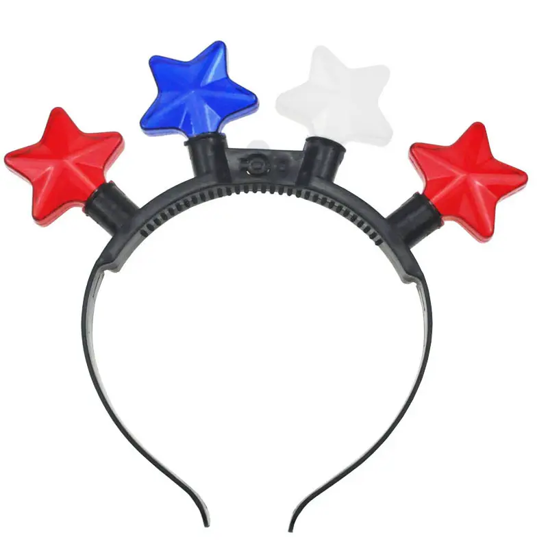 LED Light Up Headbands Patriotic Party Favor Light Up Red Blue White American Flag Star Headband For National Independence Day