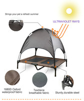 Lit de voyage d'été en tissu Oxford imperméable multicolore pour chien avec auvent détachable
