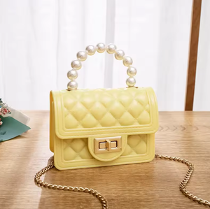 Cute wallet wholesale small handbag pearl chain children's jelly <b>mini</b> women's bag tote bag - Product Image 4