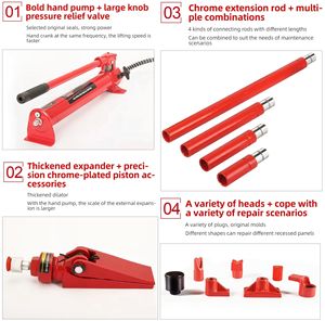포르타 파워 잭 유압 자동차 바디 프레임 키트 4t 10t 20t 차량 충돌 수리 도구 차량 서비스 전문가 용 강철 - Product Image 2