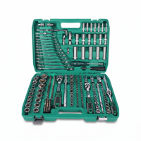 Ensemble d'outils professionnels de réparation automobile en acier au chrome-vanadium OEM de 216 pièces avec étui rigide, clé à cliquet, outils à main combinés