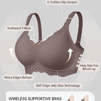 Soutiens-gorge en gelée pour femmes, sans armatures, à bords festonnés, push-up, ultra-doux, style T-shirt, sans coutures, couvrance totale, convertibles, pour le quotidien