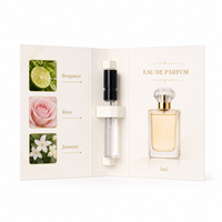 Carte d'emballage personnalisée pour échantillon de parfum avec logo imprimé, carte en papier pour flacon de parfum, carte testeur en carton pour promotion cosmétique
