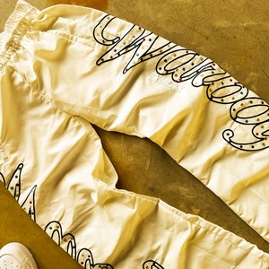 Factory Custom High Quality Baggy <b>Pants</b> <b>Straight</b> <b>Leg</b> Trouser Oversized Waterproof Embroidery Rhinestone Nylon <b>Track</b> <b>Pants</b> - Product Image 6