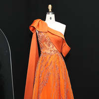 Jancember SZ323 Élégant Orange Une Épaule Perles Diamant Soirée Occasion Robes Formelles