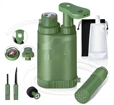 Mini bomba de filtro de agua portátil para exteriores, productos de PVC para senderismo, acampada, 0,1 um UF