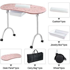 Nageltisch für Heimbüro beliebt rosa Salonmöbel tragbar faltbar Make-up- und Maniküre-Tisch und rosa Nageltisch-Set - Product Image 2