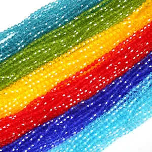 Wholesale 3mm 145Pcs Rondelle Faceted Pointed Beads Glass Crystal Beads For Jewelry Making DIY Crafts Sewing Clothes Accessory