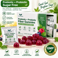 Gummies de fibres prébiotiques, Gummies probiotiques, Complément alimentaire pour la santé digestive, Sans sucre, Végétalien, Marque privée, Vente en gros