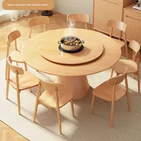 Ensemble de chaises de Table à manger en bois massif moderne nordique extensible pour un usage domestique pour les petits appartements cuisinière à Induction à plaque rotative