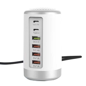 Chargeur de bureau cylindrique 65W multi-USB, type C PD, charge rapide pour ordinateur portable et téléphone - Product Image 1