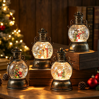 TSINYE Weihnachts-Schneekugel-Laterne mit Glitzernder Schneemann-Szene für Weihnachtsdekoration und Geschenke
