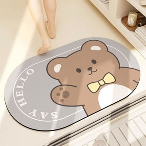 Tapis absorbant l'eau de salle de bain Tapis de porte en caoutchouc Tapis de sol en boue de diatomée Tapis antidérapant Tapis de bain moderne lavable à séchage rapide - Product Image 1