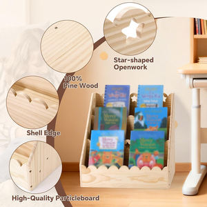 Étagère à livres pour tout-petits, bords festonnés, bibliothèque en bois à 3 niveaux, étagère à livres pour enfants, pour la chambre d'enfant, la salle de jeux, la chambre à coucher - Product Image 4