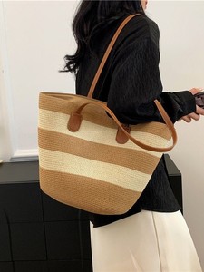 Factory Cheap Price Zip Closure Women's Beach Vacation Fashion Straw <b>Pillow</b> <b>Shape</b> Tote Bag High Quality Waterproof Tanjing - Product Image 4