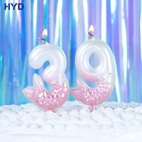 Velas de Cumpleaños con Forma de Cola de Sirena Personalizadas 2026, Revestimiento Metálico, Color Degradado, Decoración para Pastel de Fiesta, OEM/ODM