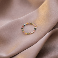 Großhandel hand gefertigten Schmuck elastisch verstellbare Regenbogen Perlen Perlen ringe für Finger