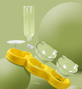 Bols triple chien chat mangeoire automatique pour animaux de compagnie inclinaison de 15 degrés et rotation à 360 degrés avec bol de bouteille d'eau automatique détachable - Product Image 3