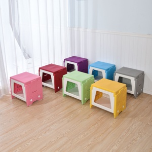 Caja de almacenamiento apilable de colores, taburete multifuncional, organizador creativo de plástico para el hogar - Product Image 1