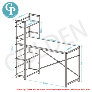 <span class=keywords><strong>Escritorio</strong></span> de Computadora de Madera Blanca <span class=keywords><strong>con</strong></span> Estante Lateral, Mesa de Trabajo de Oficina <span class=keywords><strong>con</strong></span> Estantería de 4 Niveles para Escribir - Product Image 6