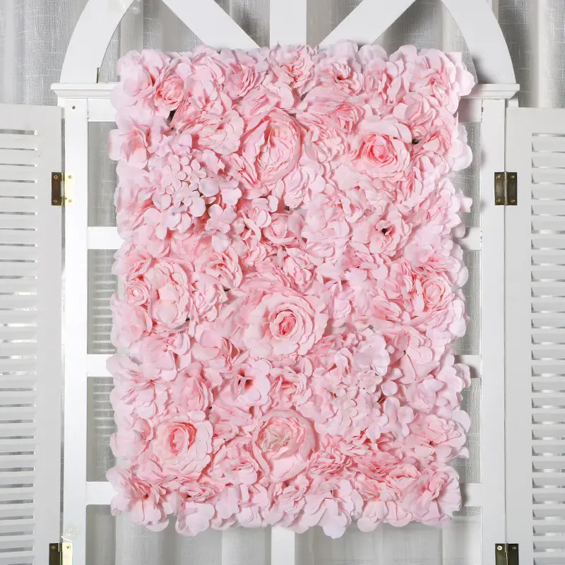 웨딩 배경 장식을위한 단색 인공 꽃 벽 웨딩 장식 벽 꽃 장미 핑크