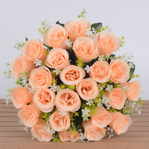 Bouquet de 18 grandes roses artificielles de qualité supérieure, en soie préservée, pour mariage nuptial - Product Image 2