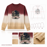 T-shirt graphique pour femme à manches longues, tricoté, respirant, écologique, style bohème, tie-dye dégradé personnalisé, pour événements de groupe et voyages, OEM ODM