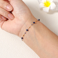 Bracelet chaîne bohème en acier inoxydable plaqué or 18 carats avec perles de pierres naturelles facettées, bijoux pour femmes résistants à l'eau