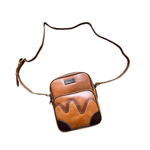 Handmade Genuine Leather Crossbody <b>Bag</b> For Men Brown Lightweight Retro Casual Everyday Use - Product Image 5