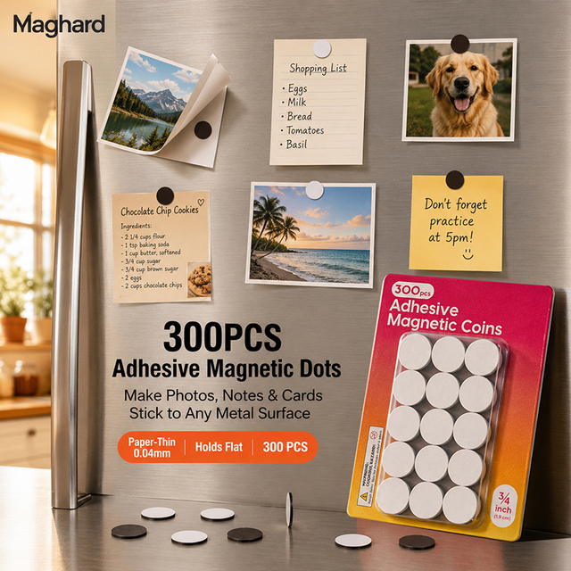 Small Circle Magnets with Adhesive 3/4 Inch Pre-cut Rubber Magnetic Coins for Crafts