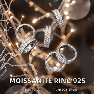 Anillo de Diamante Moissanita VVS Brillante al por Mayor, Corte Redondo, Plata 925, Chapado en Oro, Anillos de Compromiso y Boda con Engaste Clásico de Garras - Product Image 2