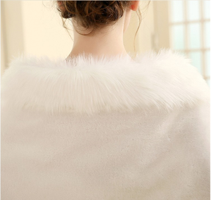 Feishiluo femmes <span class=keywords><strong>ivoire</strong></span> fausse fourrure mariée boléro hiver <span class=keywords><strong>mariage</strong></span> Cape cape enveloppement élégant mariée vestes - Product Image 6
