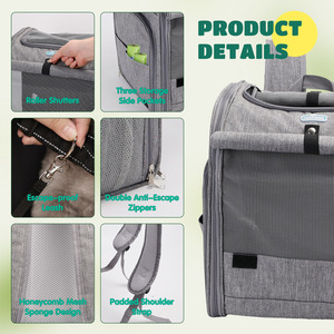 Nobleza zaino trasportino per animali espandibile e pieghevole con finestra a rete comodo trasportino per cani - Product Image 3