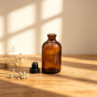 Flacons en verre ambré de plusieurs tailles, flacons vides à col serti pour l'emballage de sérum cosmétique, de médicaments liquides