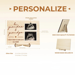 Custom Engraved Wood Ultrasound Photo Frame Pregnancy Announcement Gift Baby Reveal Display Stand Grandparent Surprise <strong>Keepsake</strong> - Product Image 6