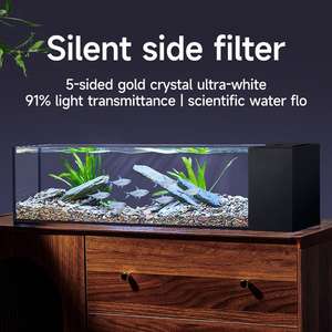 Vente en gros - Kit d'<span class=keywords><strong>aquarium</strong></span> pour betta en verre ultra-clair à faible teneur en fer de 20 gallons - Décoration de bureau pour <span class=keywords><strong>aquarium</strong></span> avec pompe à eau et éclairage LED - Product Image 3