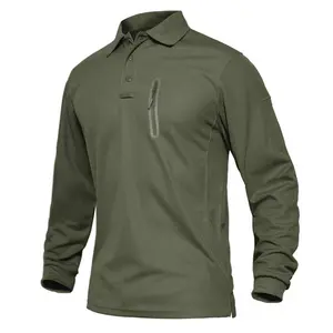 지퍼 포켓이있는 의류 제조업체 스포츠웨어 수분 위킹 낚시 티셔츠, 전술 야외 전투 남성 폴로 셔츠