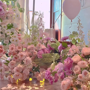 Nouvelle Série <span class=keywords><strong>Rose</strong></span> Romantique de <span class=keywords><strong>Fleurs</strong></span> Artificielles en <span class=keywords><strong>Rose</strong></span>, Réalistes, pour Mariage, avec Technique de Réalisation de Formes, pour Composition Plafond-Plancher, Vente en Gros - Product Image 1