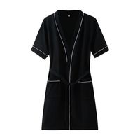 Peignoir de couple printemps-été pour femme, manches courtes, couleur unie, 100 % coton absorbant, vêtement de nuit pour hôtel cinq étoiles