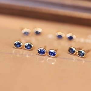 Pendientes de Oro Sólido de 18K Xinfly con Zafiro Natural de 0.5CT, Engaste Clásico para Mujer, Joyería Fina para Uso Diario, Regalo Personalizado - Product Image 5