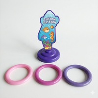 Umweltfreundliches Ringwurfspiel aus PP-Kunststoff, 7 cm Durchmesser, 3 Wurfringe, abnehmbarer Ständer, individueller Aufkleber, Werbeartikel