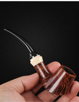 Pipe à tabac artisanale en bois de bruyère importé, grain flamme, style rustique naturel, classique, faite à la main, type Calabash
