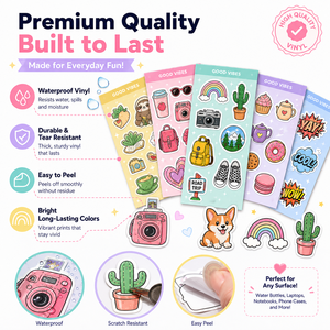 Impermeable extraíble vinilo brillo PVC planificador personalizado beso corte pegatinas hojas Holo pegatinas impresoras proveedores etiquetas de embalaje - Product Image 2