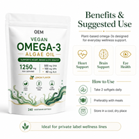 Cápsulas de Aceite de Algas Omega 3 Veganas de Etiqueta Limpia, a Base de Plantas, Sin OMG, Suplemento de Bienestar para Minoristas Profesionales, Venta al por Mayor, OEM