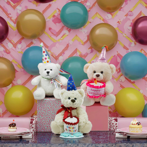 Moda musicale bella <span class=keywords><strong>torta</strong></span> farcita peluche morbido <span class=keywords><strong>orsacchiotto</strong></span> bianco giocattolo per regalo di buon compleanno - Product Image 5