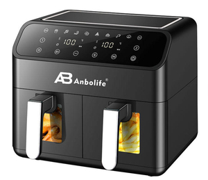 Anbolife <span class=keywords><strong>Friteuse</strong></span> à air double zone 8L à prix réduit avec fenêtre de visualisation, 10-en-1, pour rôtir, griller, cuire, réchauffer, déshydrater - Product Image 1