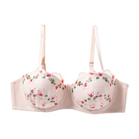 Ensemble de lingerie push-up demi-bonnet à armatures, brodé de dentelle, en maille, confortable et sexy, en nylon, style européen-américain transfrontalier