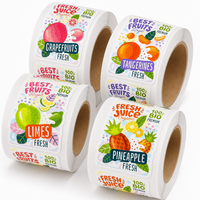 Op maat gemaakte fruit sap stickerrol, waterdicht, zelfklevend, voor voedselverpakkingen, glazen flessen, potten, dranken en verpakkingen.